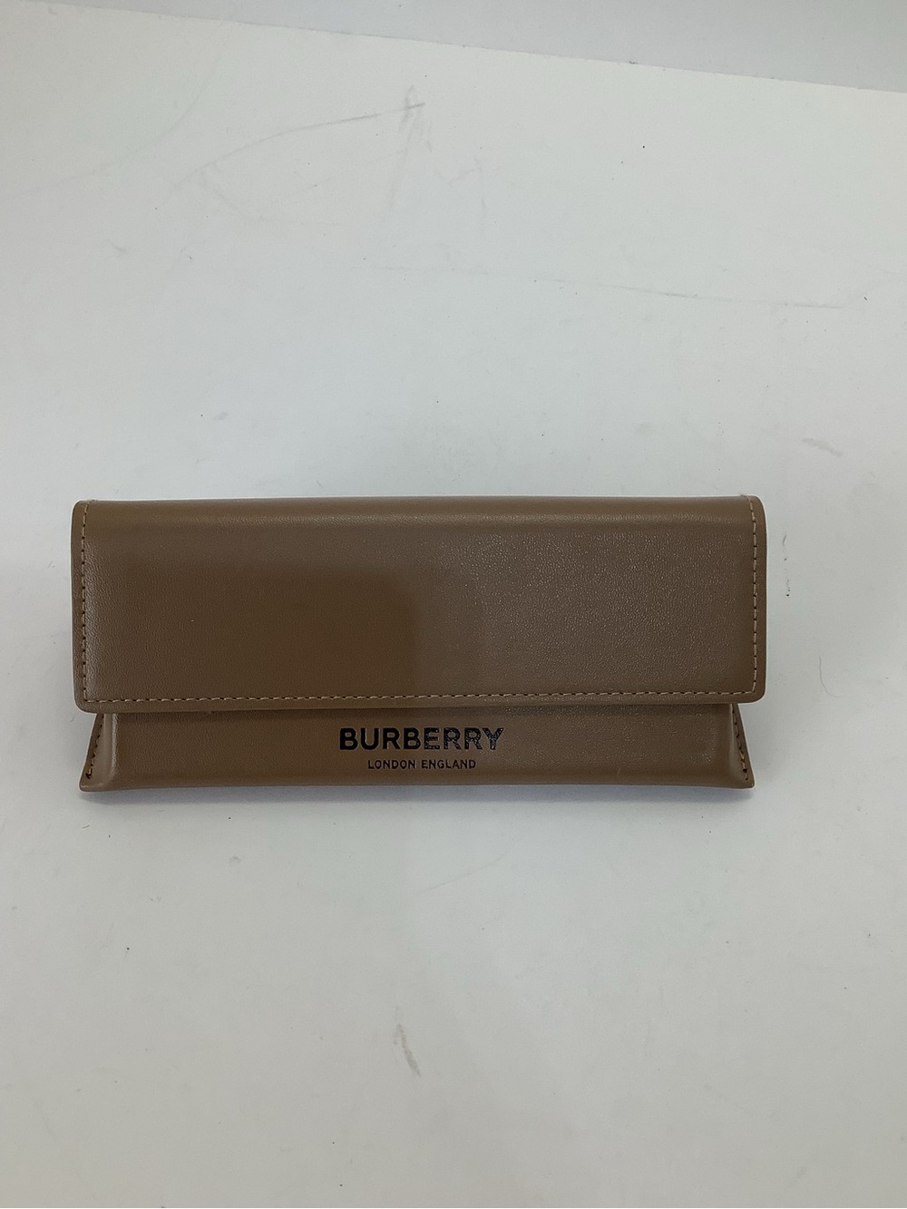 Burberry Tan Leather Fold-Over Glasses Case
